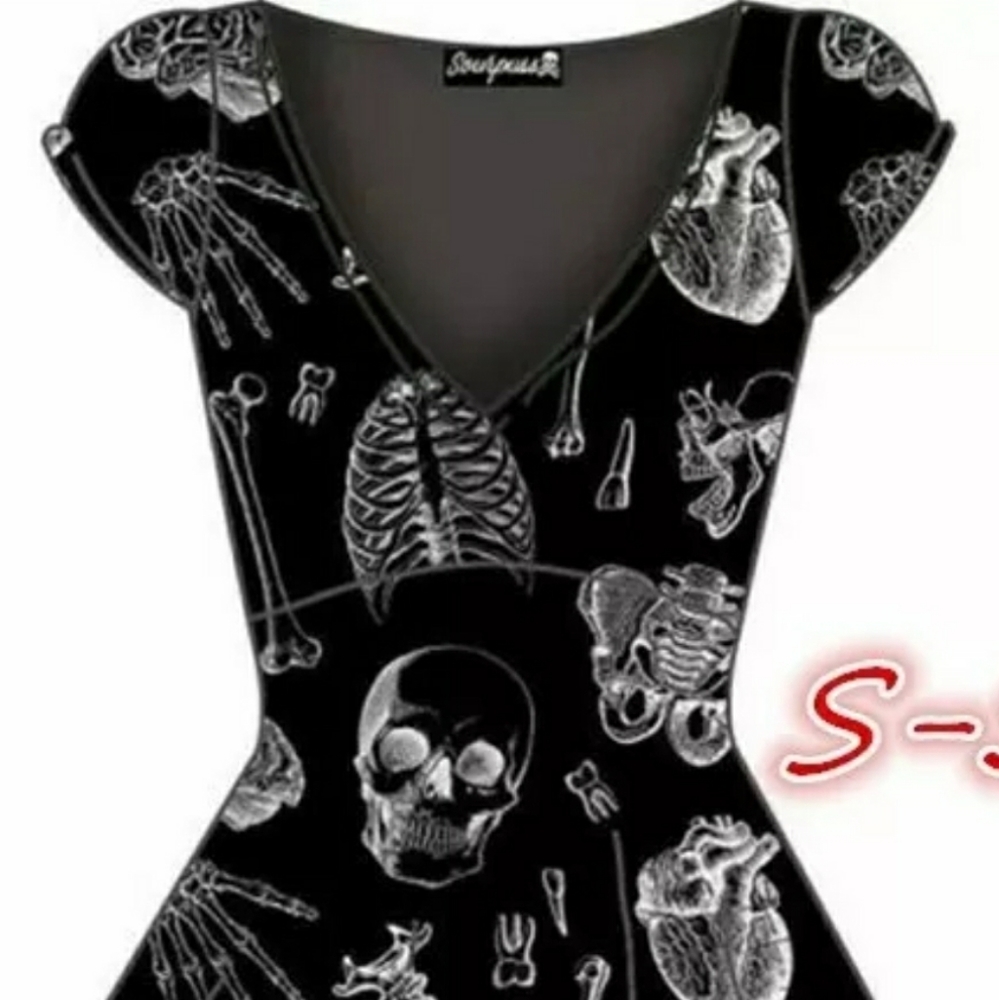 Goth lip service skull spooky dress